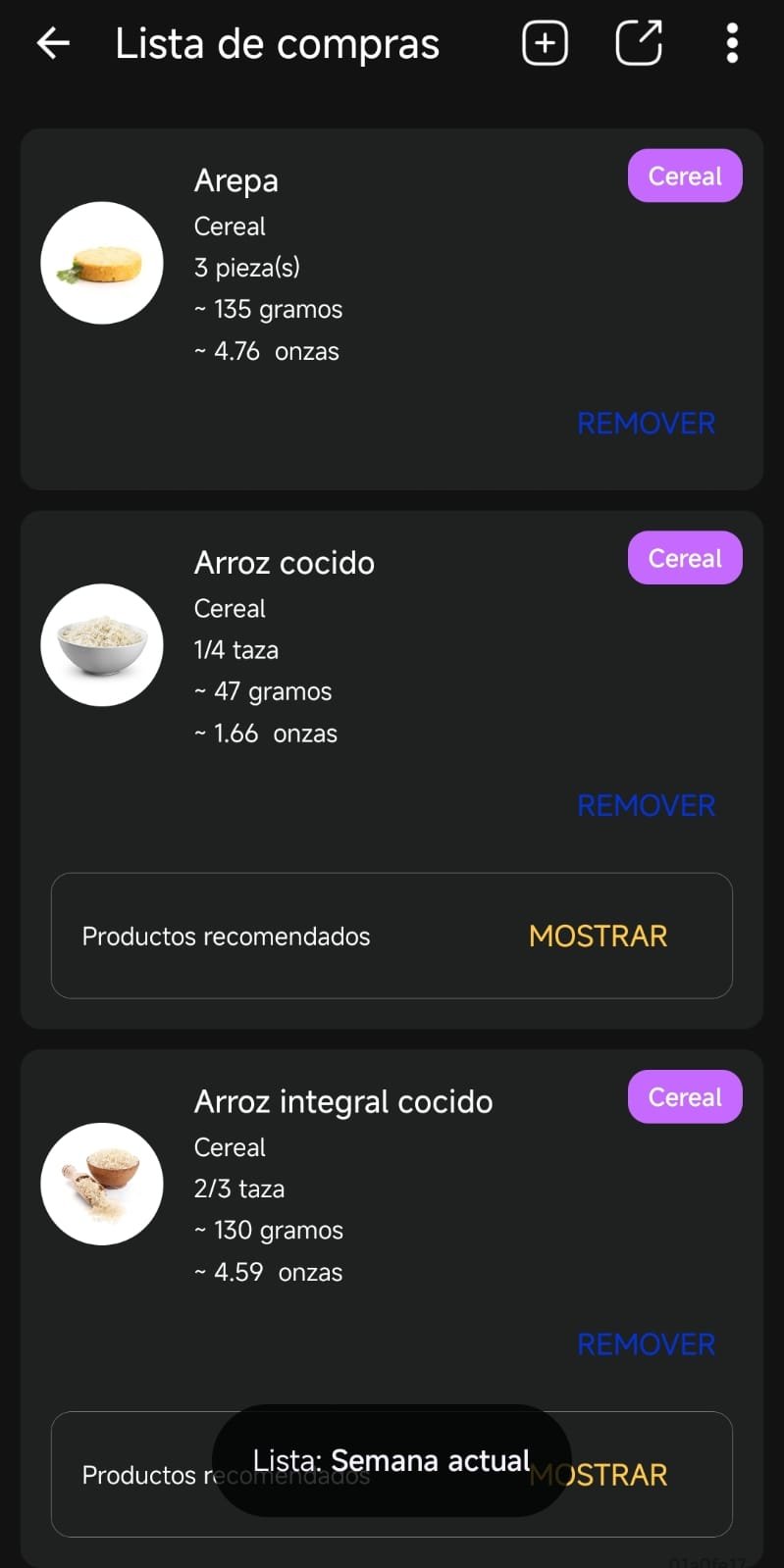 Lista de compras Avena